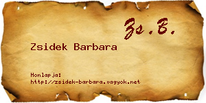 Zsidek Barbara névjegykártya